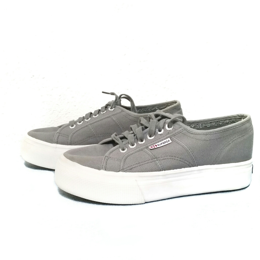 Superga Grey Platform Sneakers Size 9 1/2
